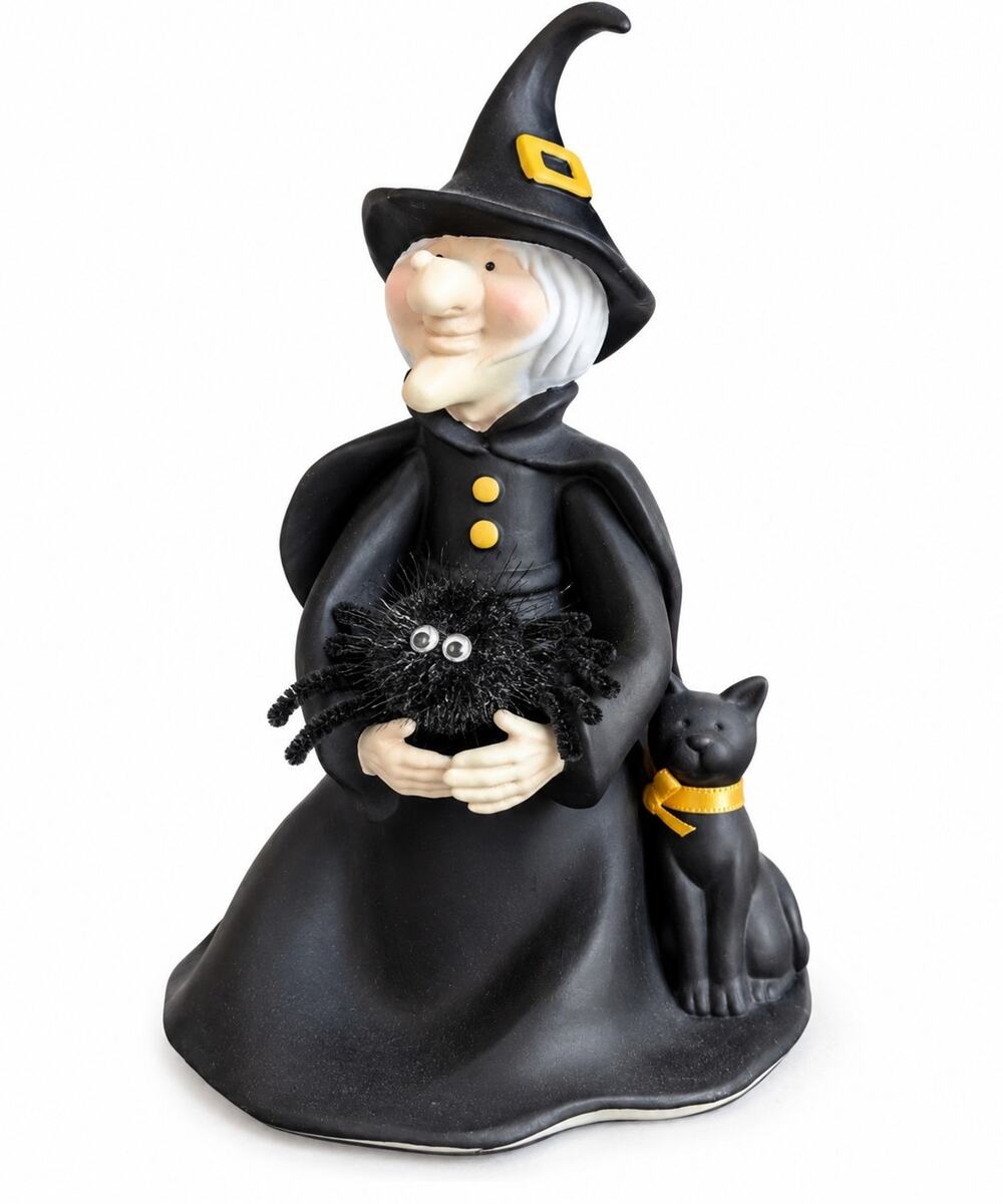 Vtg Bright Touches Halloween Witch Black Cat Spider Figurine Taiwan HTF